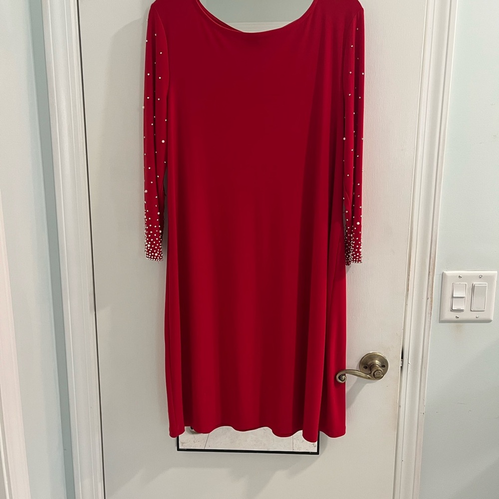 MSK Red Long Sleeve Dress with Embellishments